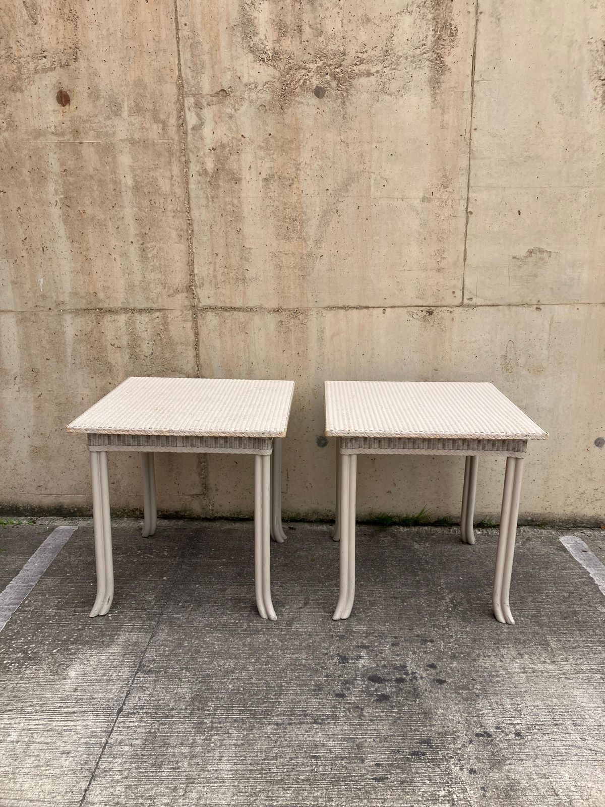 Antique Pair Of End Tables By Lloyd Loom Handmade In England photo vinterior