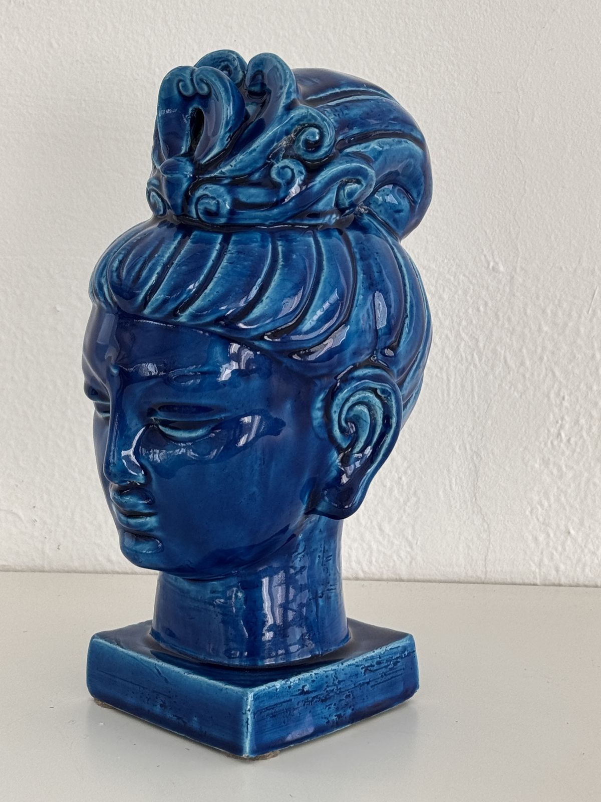Aldo Londi For Bitossi Kwan Yin Buddha Rimini Blu, Italy, 1970s photo furniture