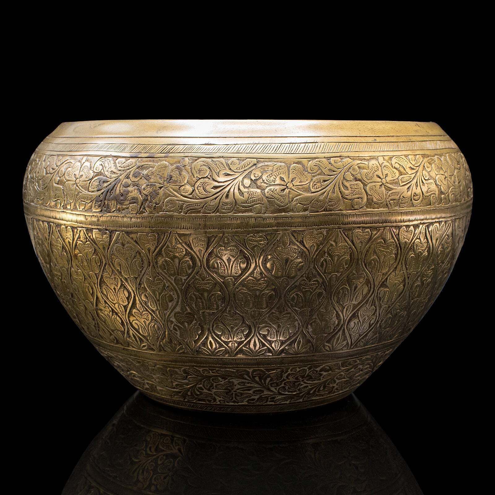 Vintage Offering Bowl, South East Asian, Brass, Jardiniere Pot, Art Deco, C.1930 photo furniture