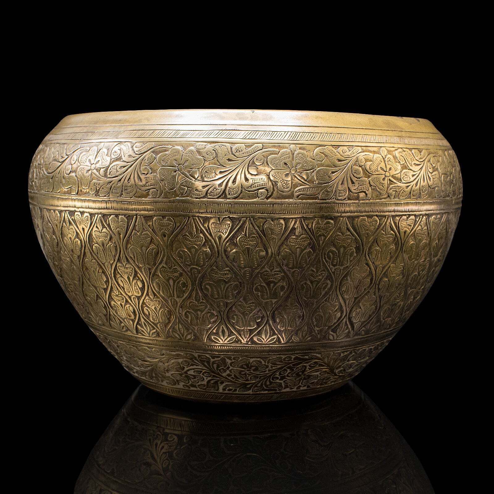 Vintage Offering Bowl, South East Asian, Brass, Jardiniere Pot, Art Deco, C.1930 photo Home Decor