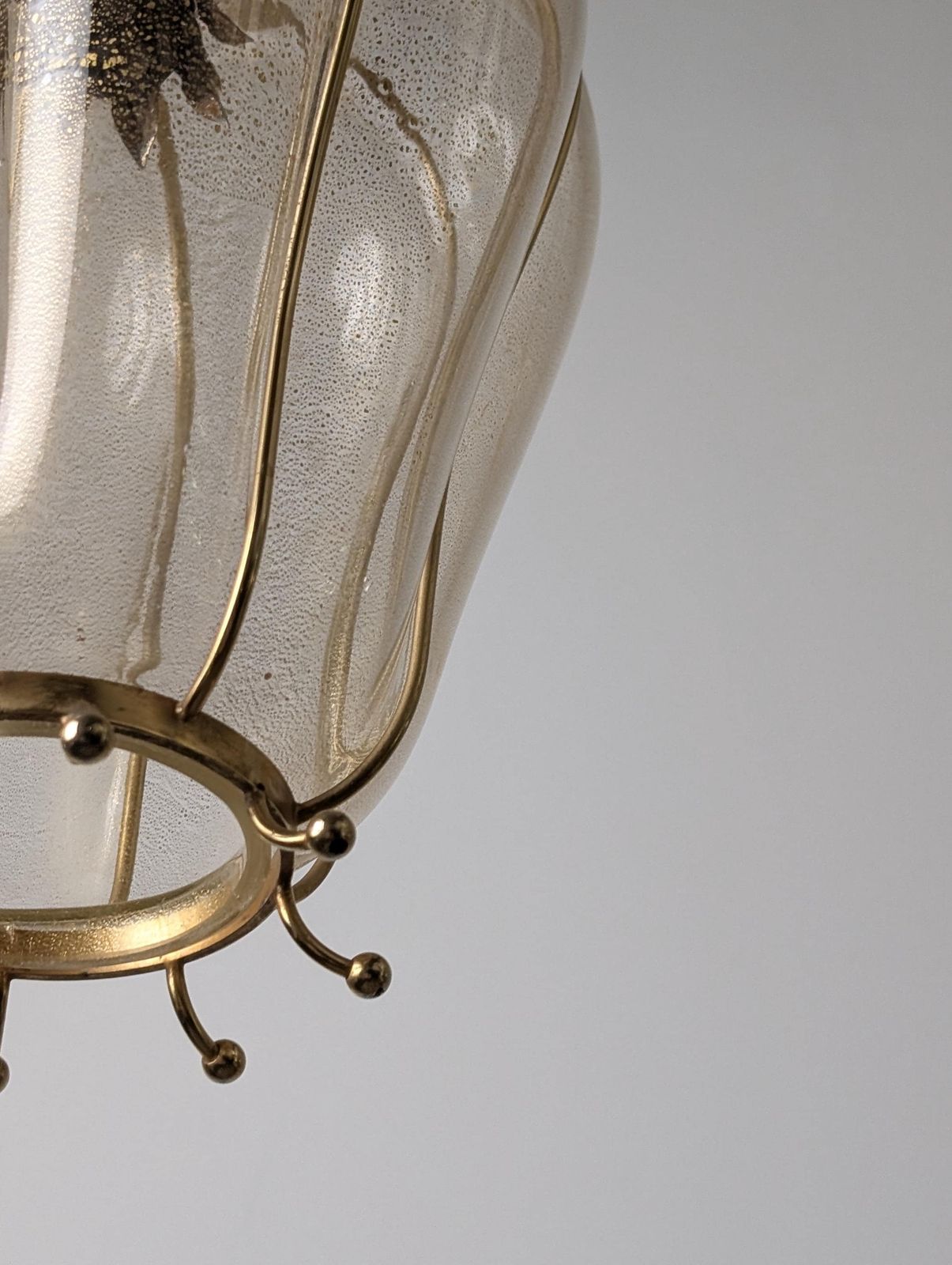 Barovier & Toso Murano Glass Blown Lantern With 24k Gold And Brass, 1960s photo 3085.0