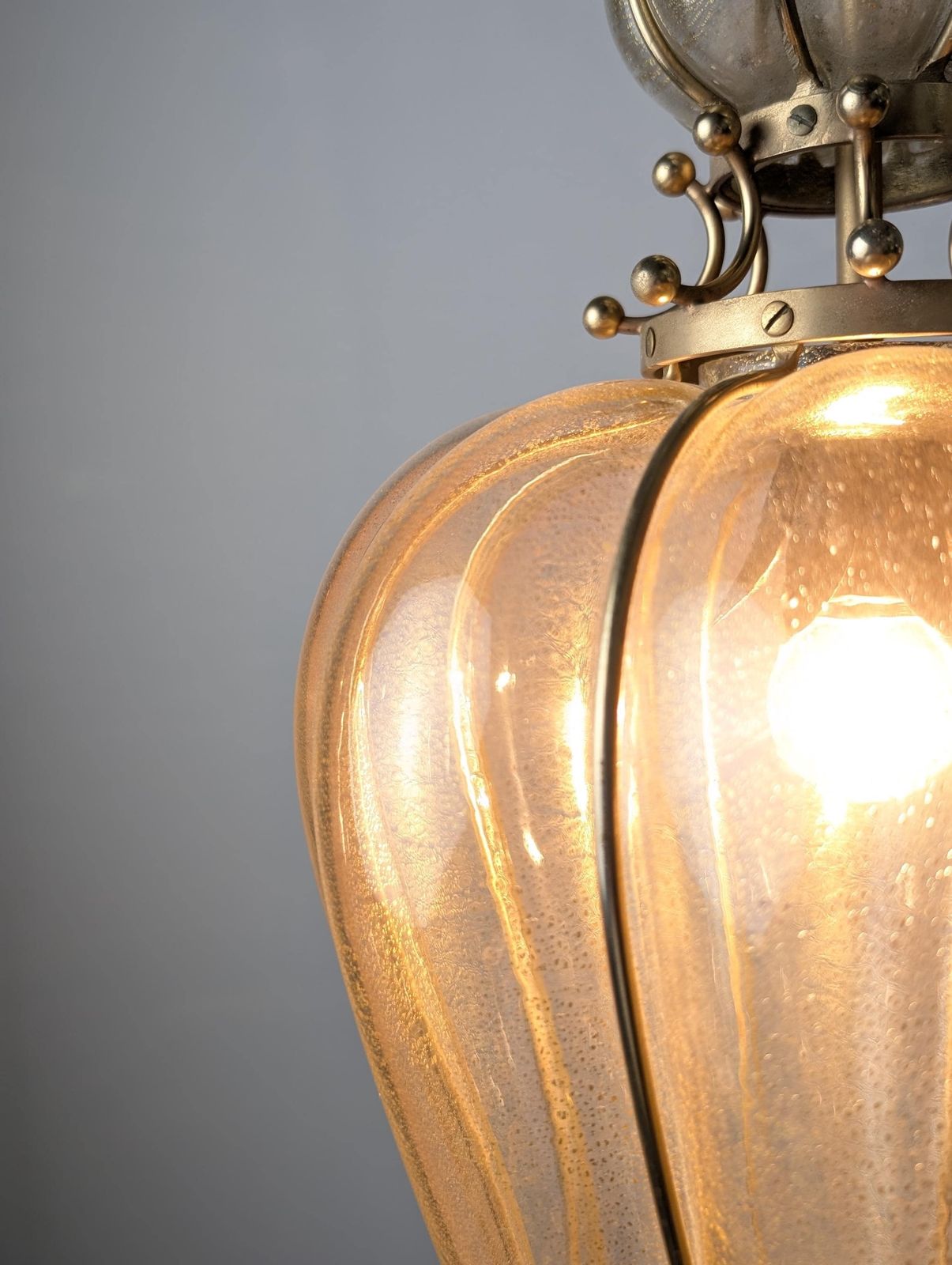 photo furniture Barovier & Toso Murano Glass Blown Lantern With 24k Gold And Brass, 1960s