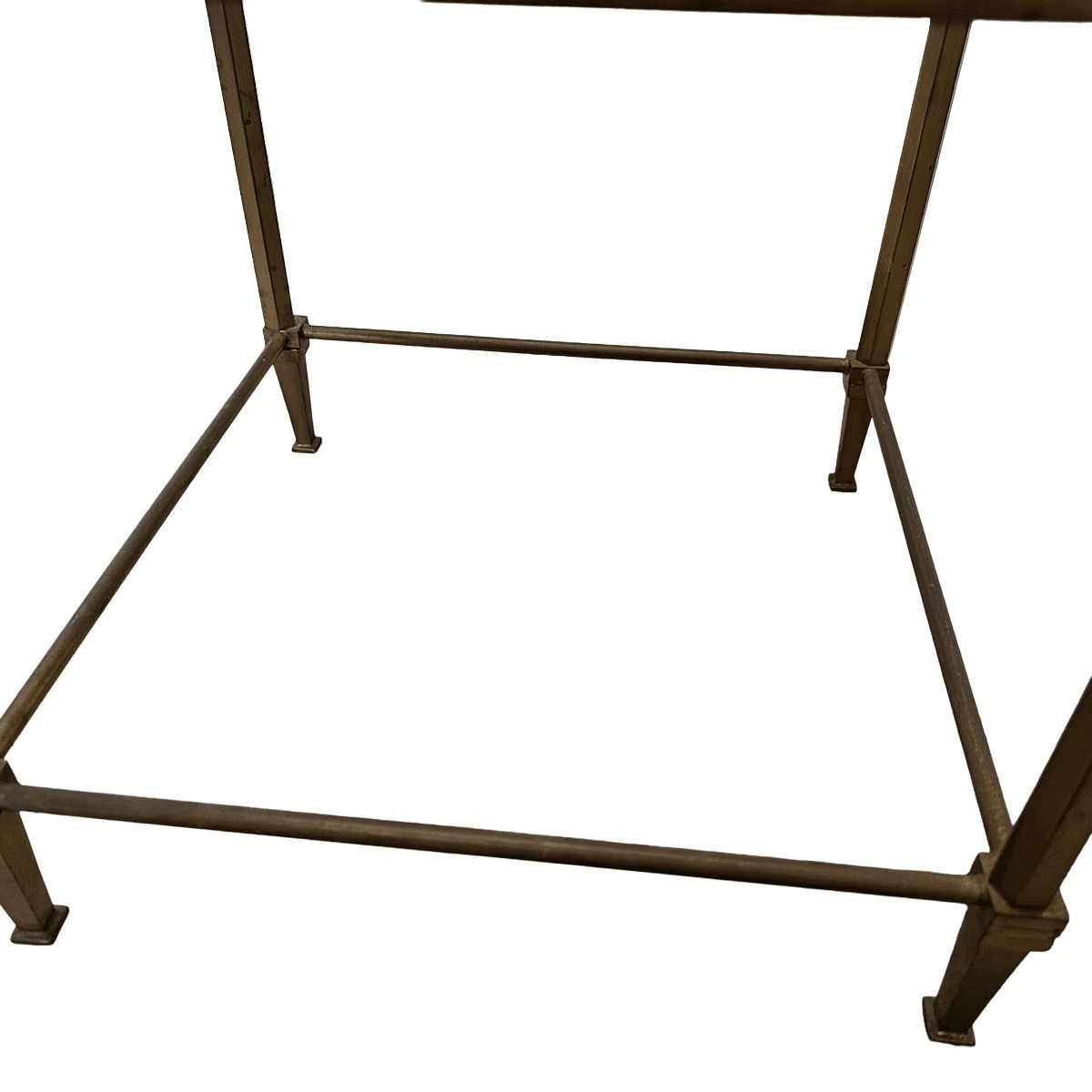 Vintage French Brass Side Table With Glass Top, 1950s photo Furniture