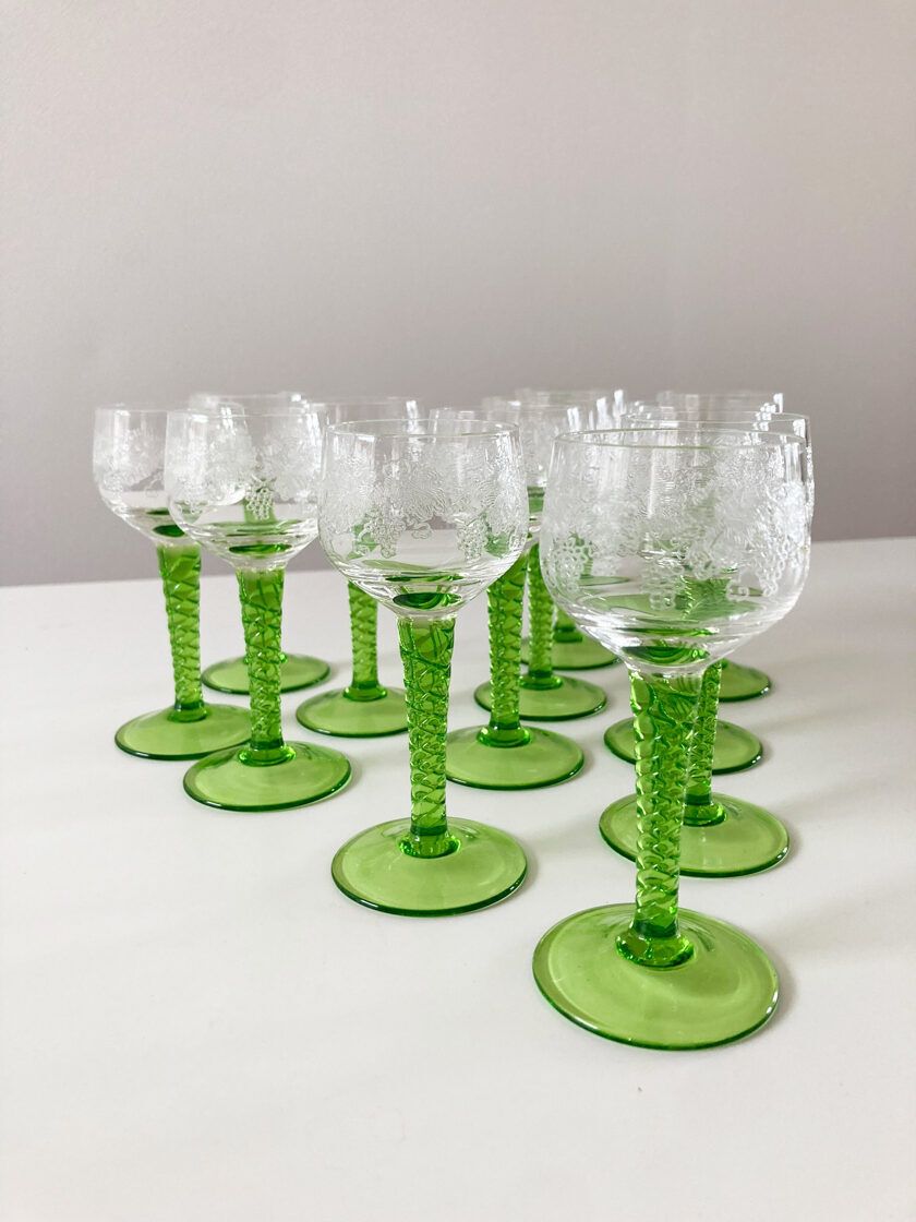''Remmare'' Likeurglazen Met Groene Steel photo 140.0