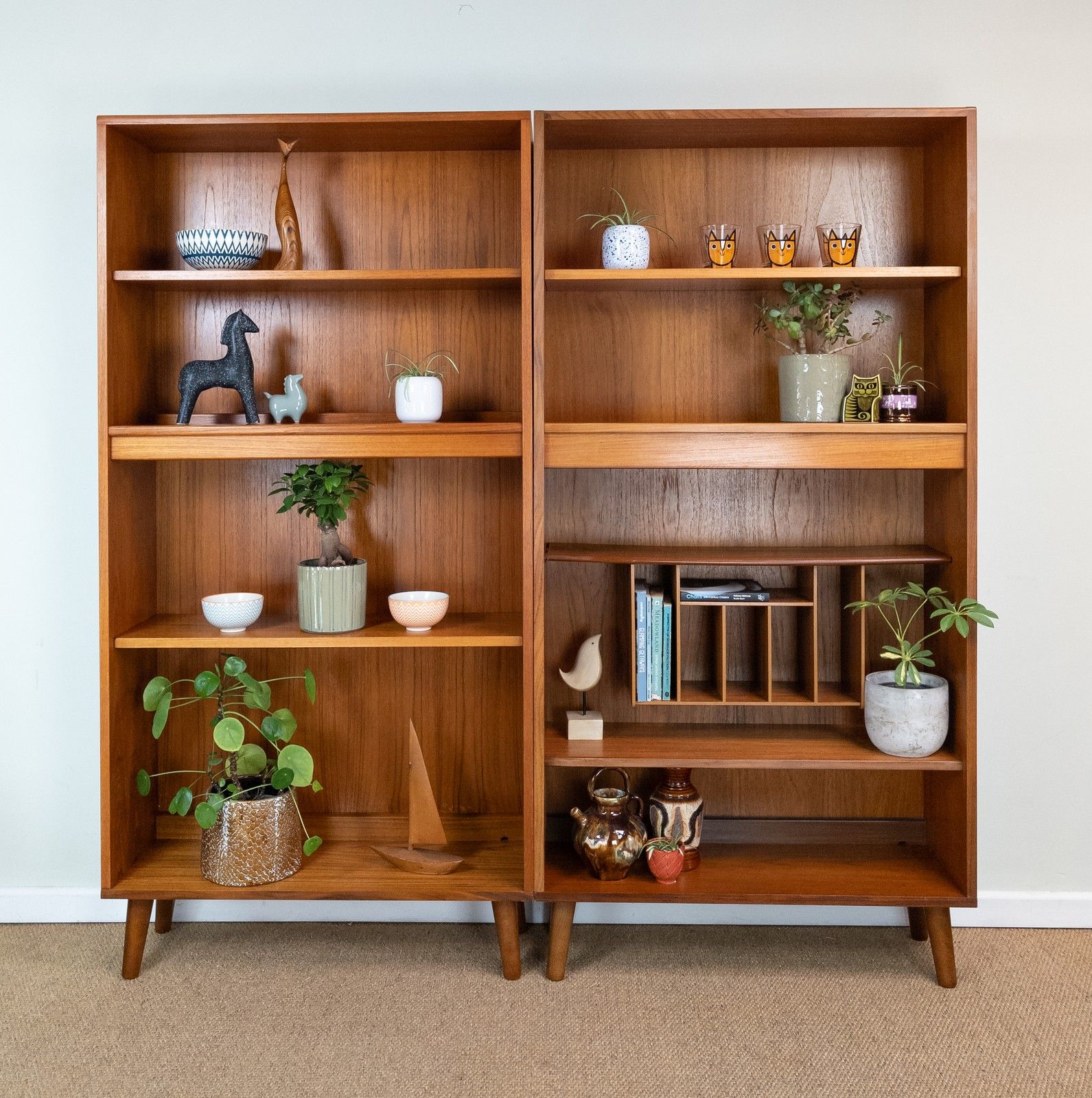Pair Of Vintage Mid Century Teak Retro G Plan Bookcase Wall Shelf Shelves Units