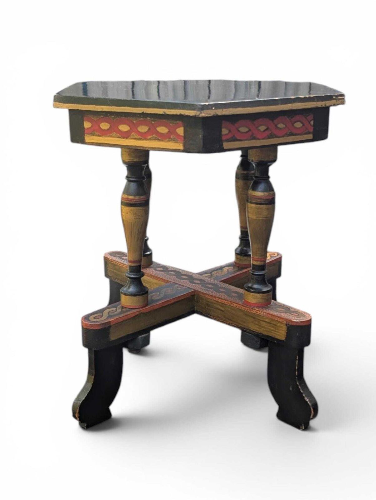 250.0 Antique Russian Khokhloma Folk Art Side Table, Early 20th Century photo
