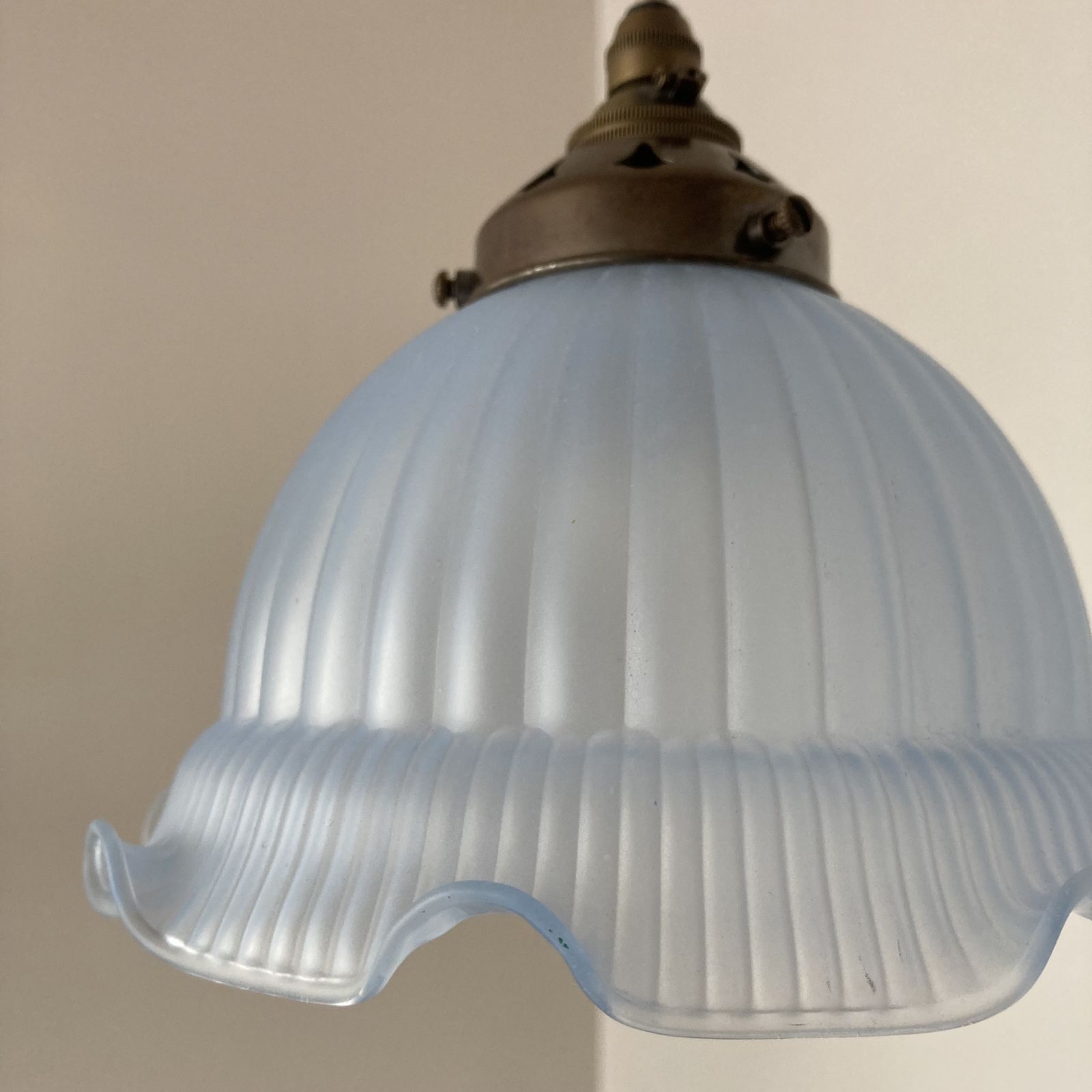 Blue Frosted Glass Shade With Ribbed Handkerchief Detail photo Lighting