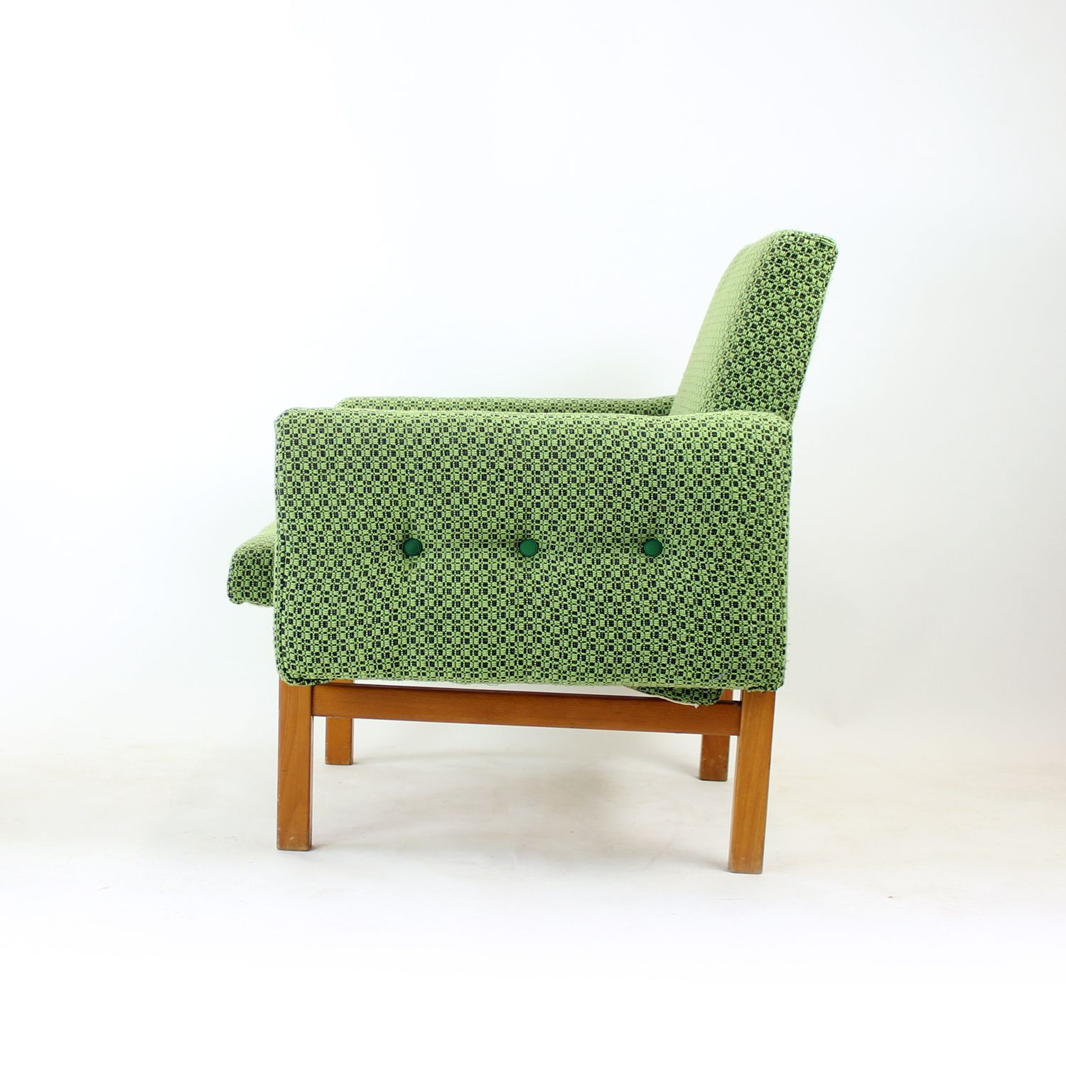 Mid-Century fauteuil in stof en beukenhout, Tsjecho-Slowakije, jaren 1960 photo 620.0