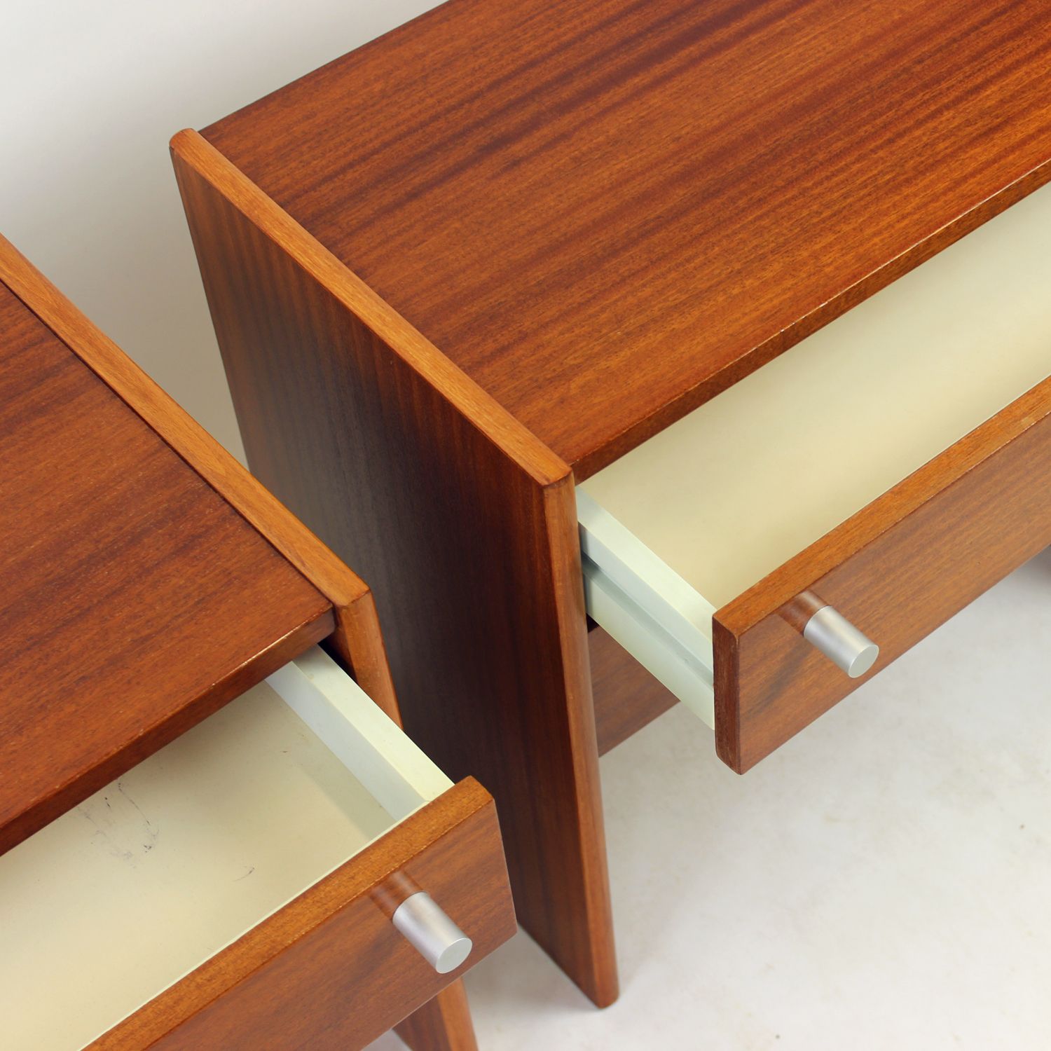 Set Of 2 Square Bedside Tables In Mahogany, Czechoslovakia 1970s photo 920.0