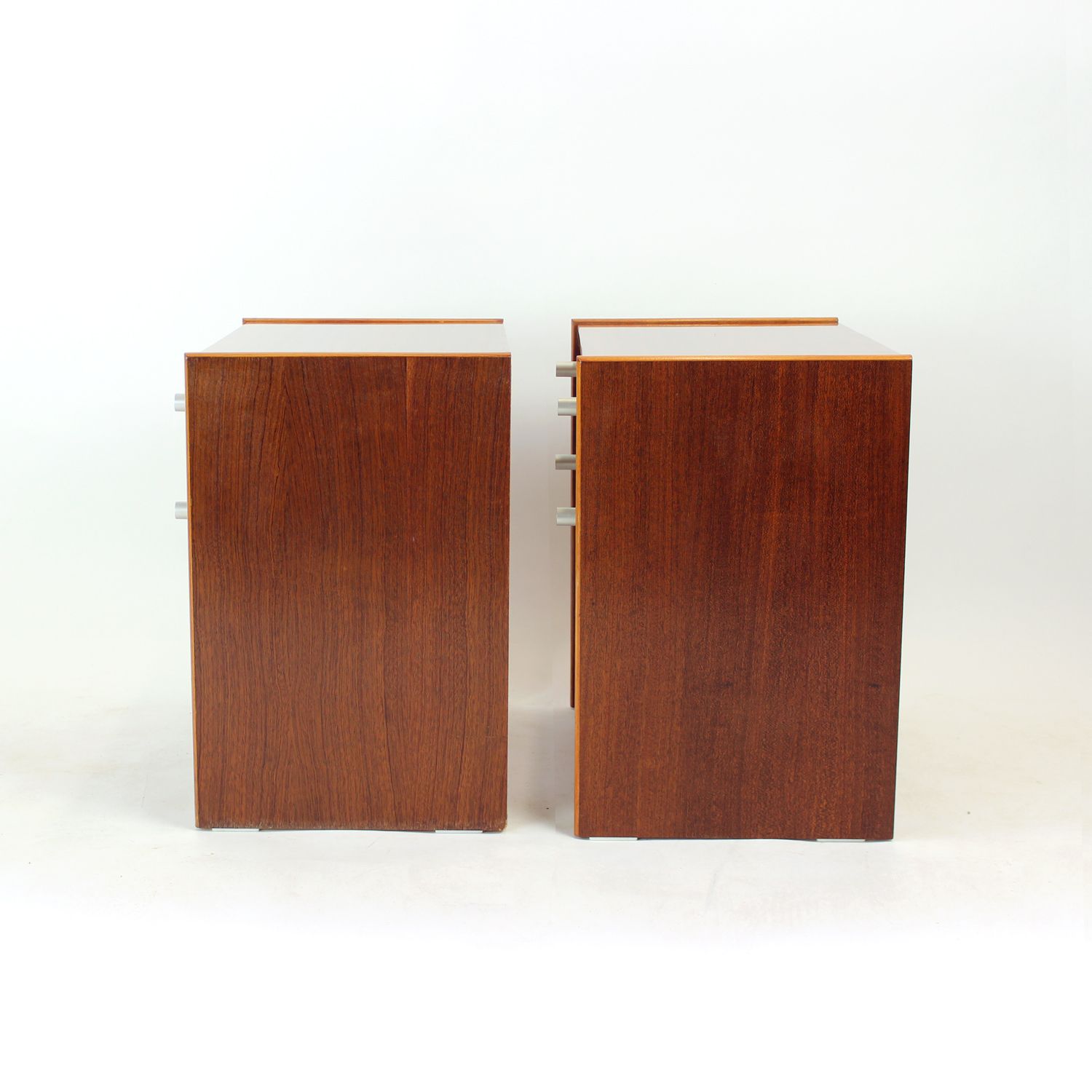 Set Of 2 Square Bedside Tables In Mahogany, Czechoslovakia 1970s photo buy