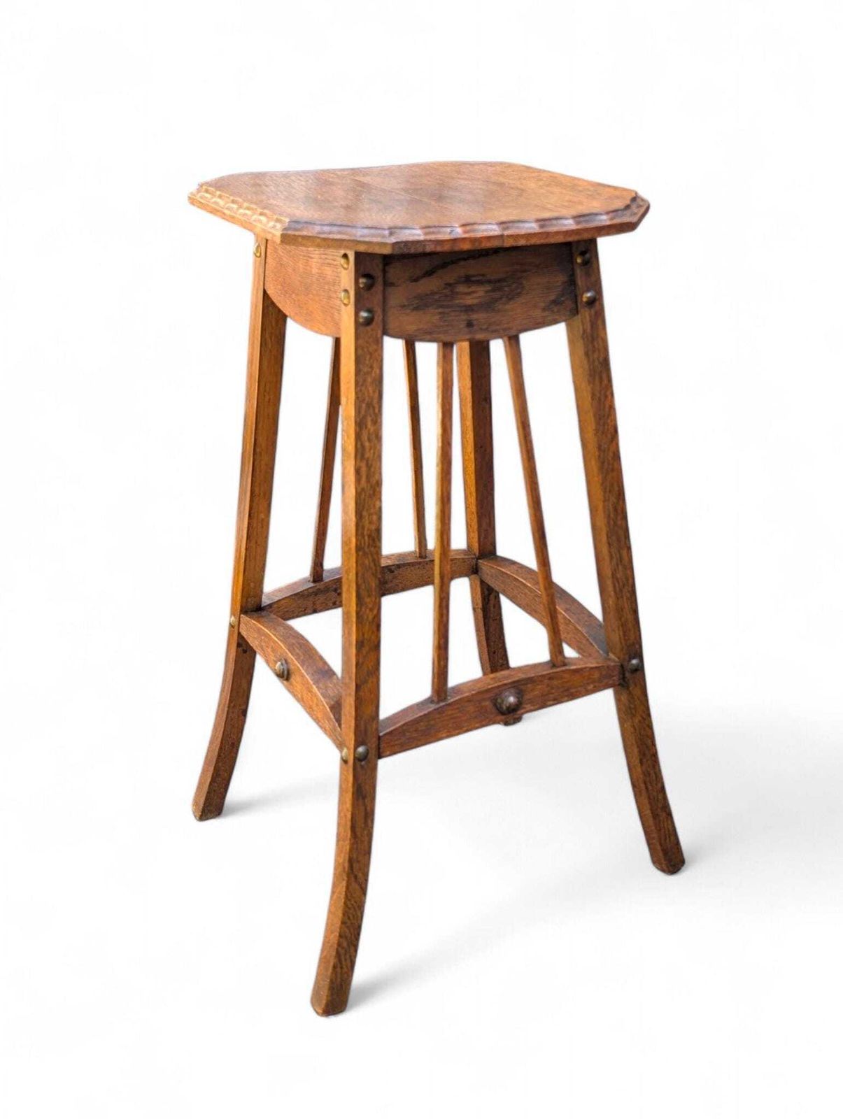 Small Arts And Crafts Oak Plant Stand Side Table Antique photo furniture