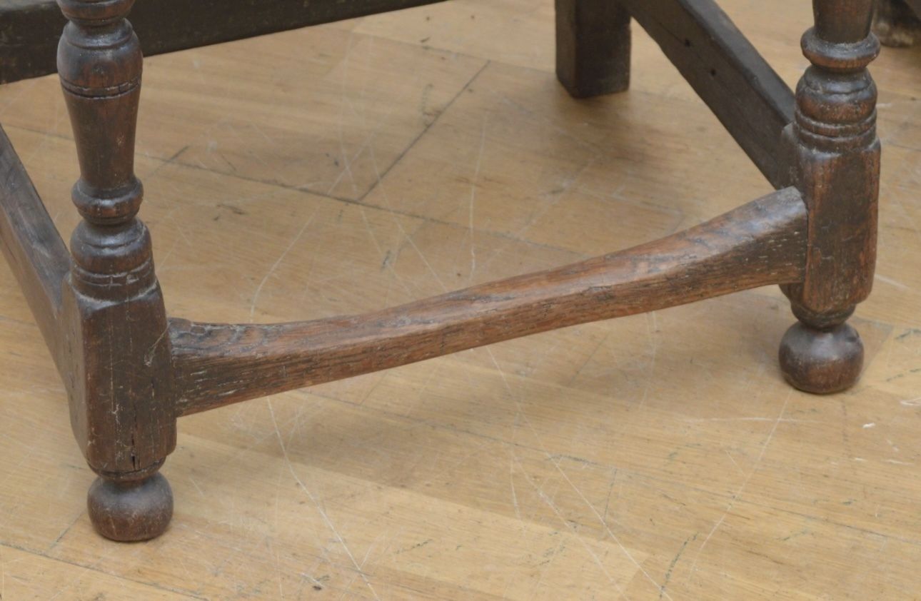 17th Century Oak Leather And Brass Studded Chair photo 300.0