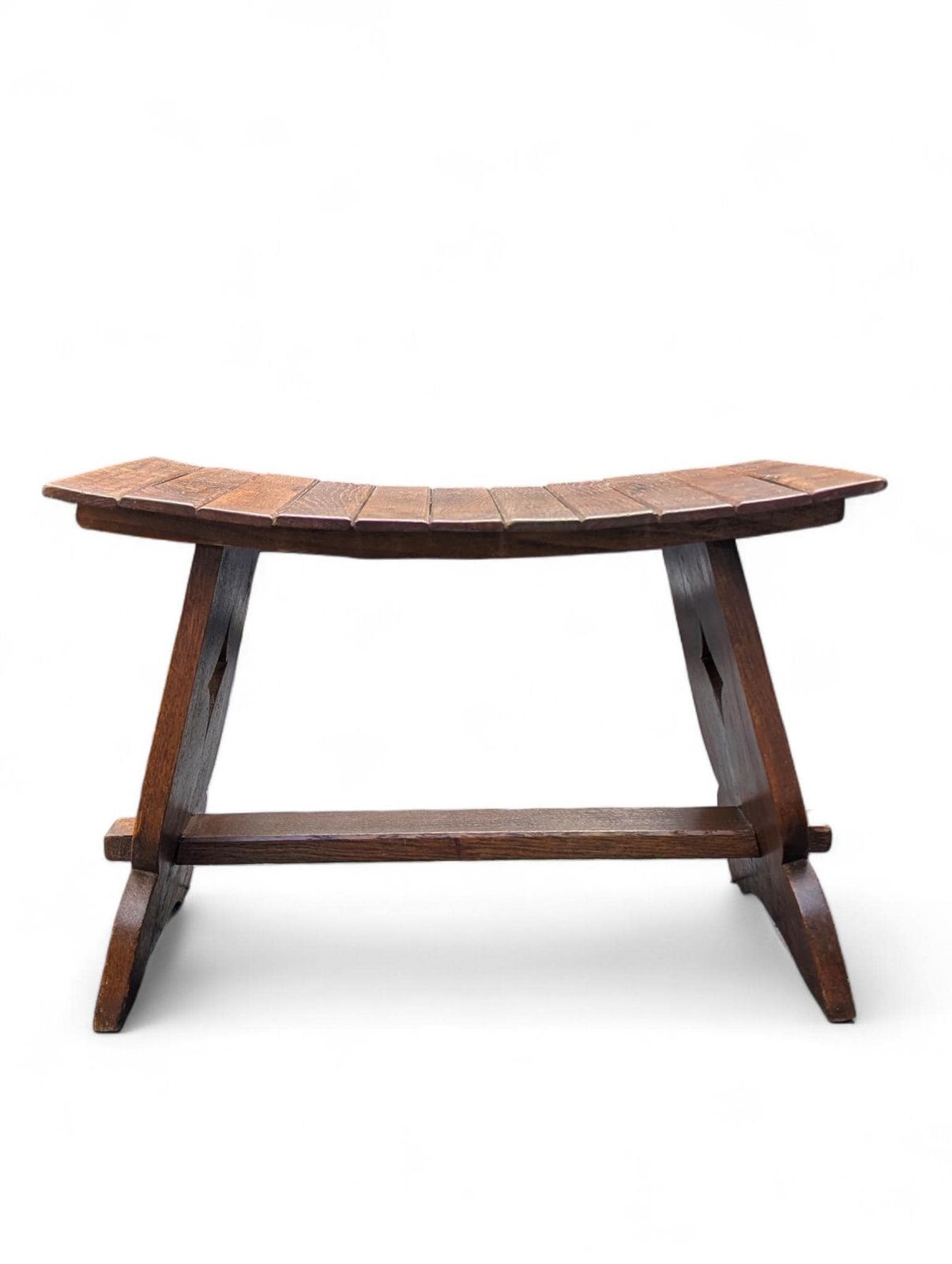 Arts And Crafts Oak Bench Small Rustic Farmhouse Hall Seat photo for sale