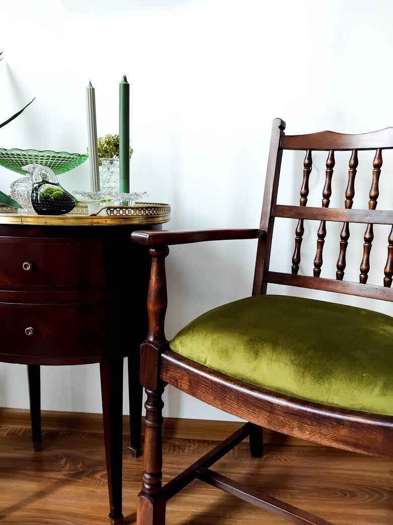 Chair With Green Velvet, Mid 20th Century photo 96.0