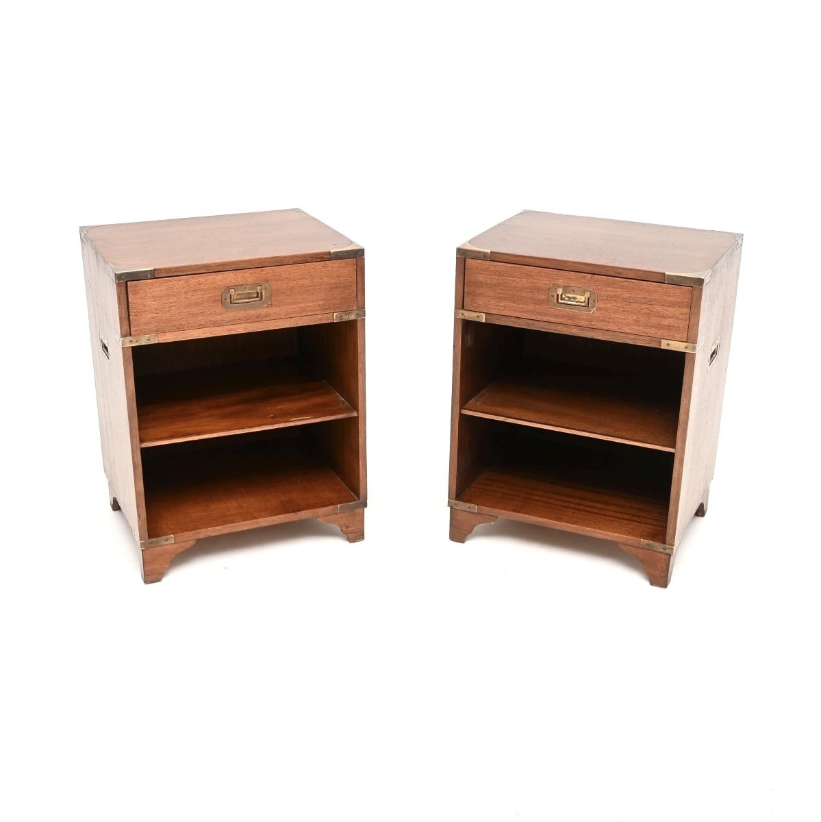 Pair Of Antique Military Campaign Style Mahogany Bedside Cabinets