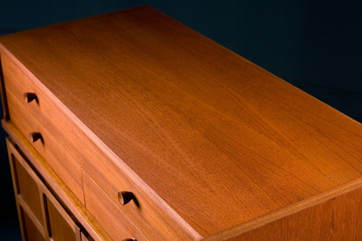 Nathan Mid Century Retro Teak Small Sideboard Drinks Cocktail Record 1970s On Hairpin Legs Or Tapered Teak Wooden Feet photo 395.0