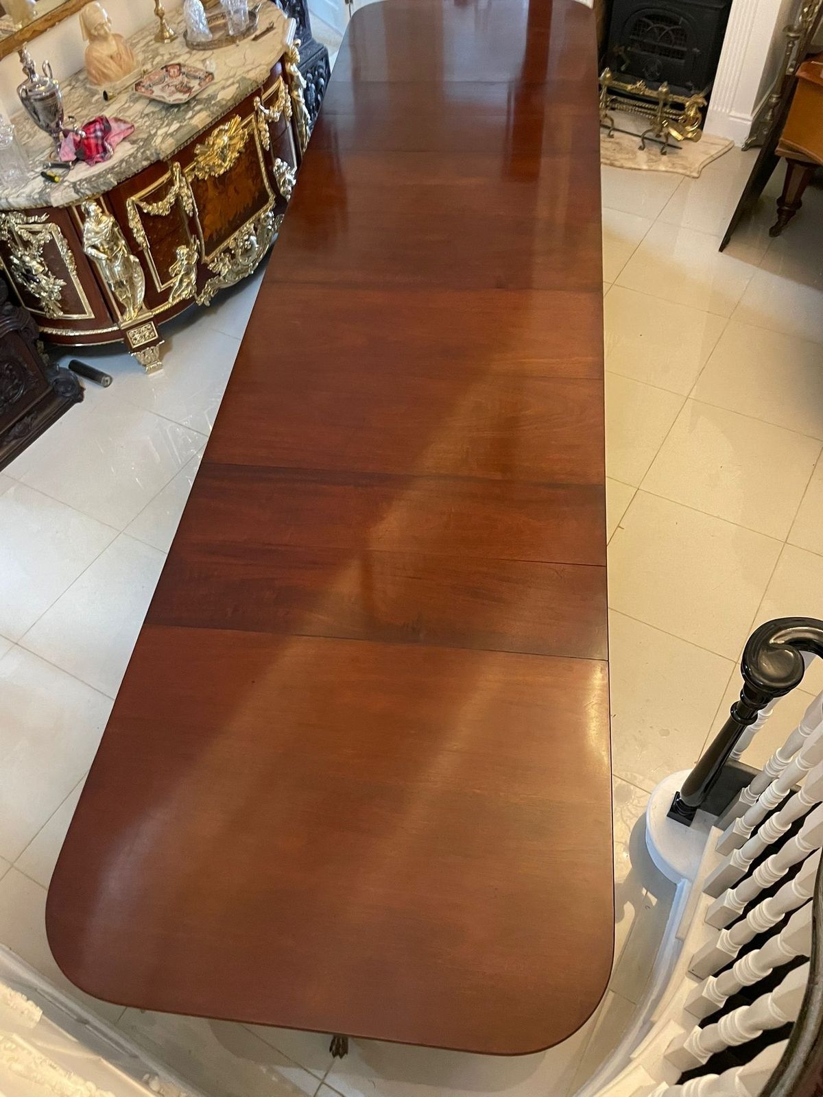photo vinterior Antique English Mahogany Banquet Dining Table 22/24 Seater 4 Pedestal 3 Leaves 75 X 130 X 554 Cm
