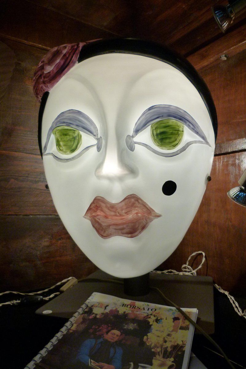 Vintage Lamp With Mask From The Venice Carnival By Renato Borsato, 1989 photo furniture