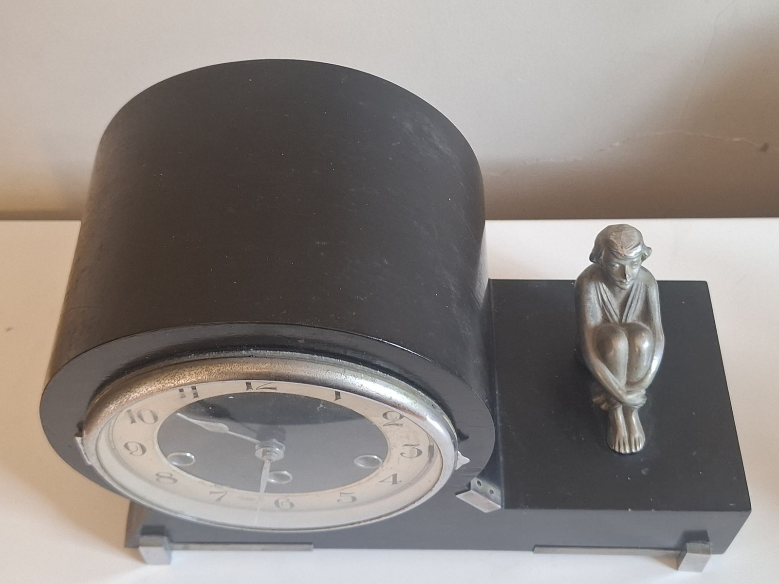 Art Deco Chiming Mantle Clock, Haller Foreign German Mechanism Circa Late 1920s. photo 150.0