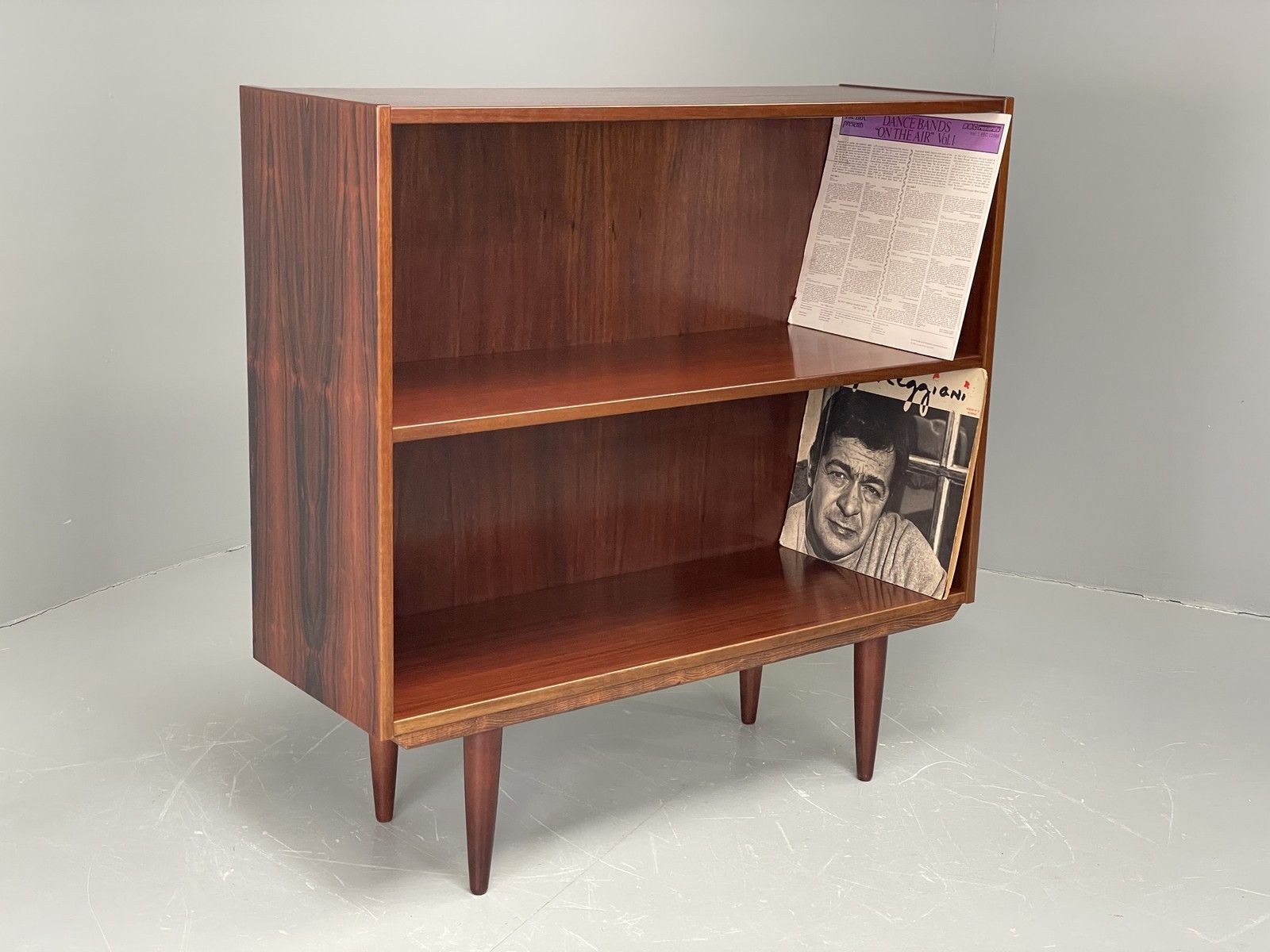 Vintage 1970s Danish Bookcase Darkwood Retro Record Shelving Eb12066 photo furniture