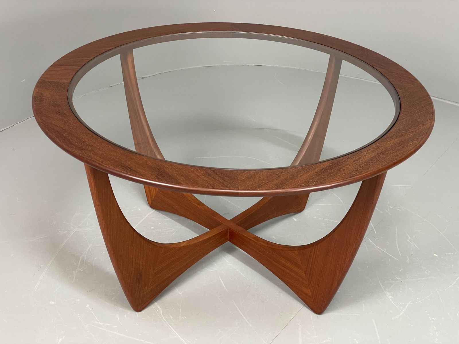 G Plan Astro Coffee Table Round Teak 1960s Mid Century Vintage Glass Top Eb12072