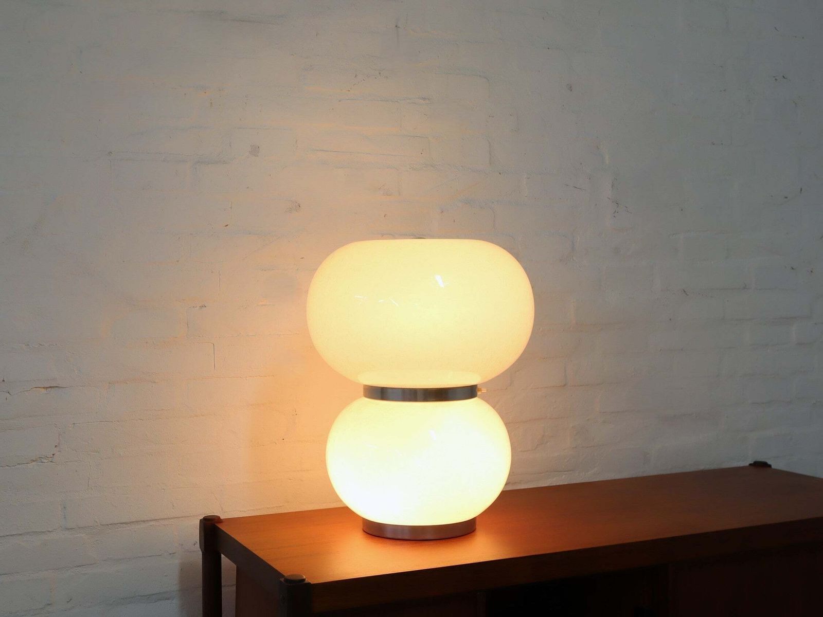 Lampe de table Mazzega à double abat-jour en verre Murano Pulegoso, années 1970 photo Luminaires