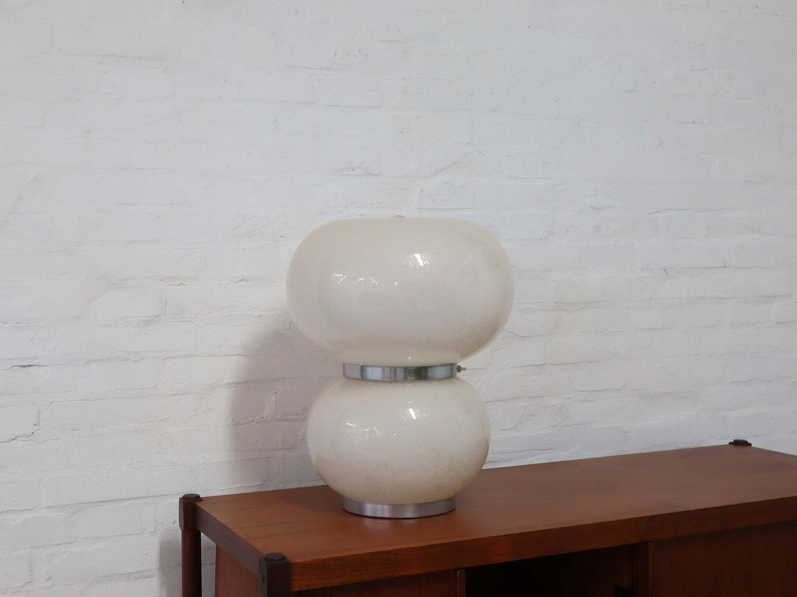 Lampe de table Mazzega à double abat-jour en verre Murano Pulegoso, années 1970 photo vinterior