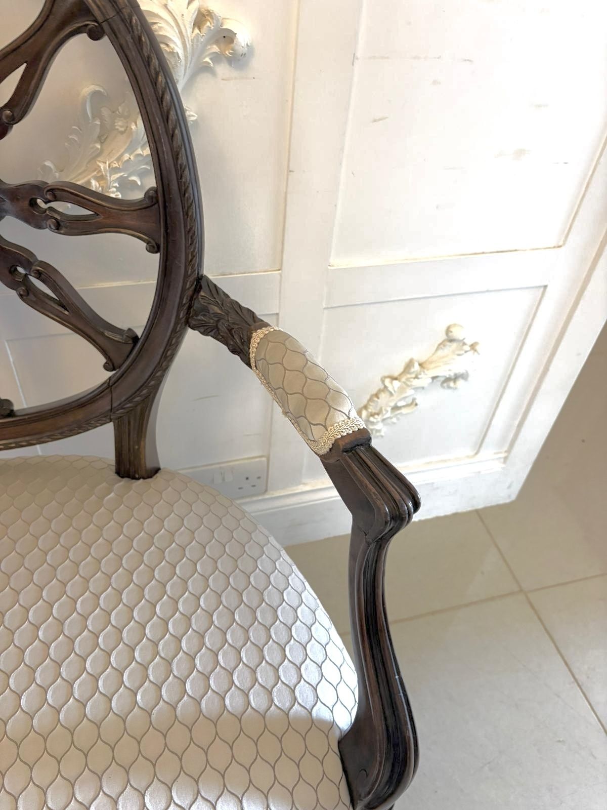 Antique Pair Of 19th Century Carved Mahogany Spider Web Back Desk Chairs photo Furniture