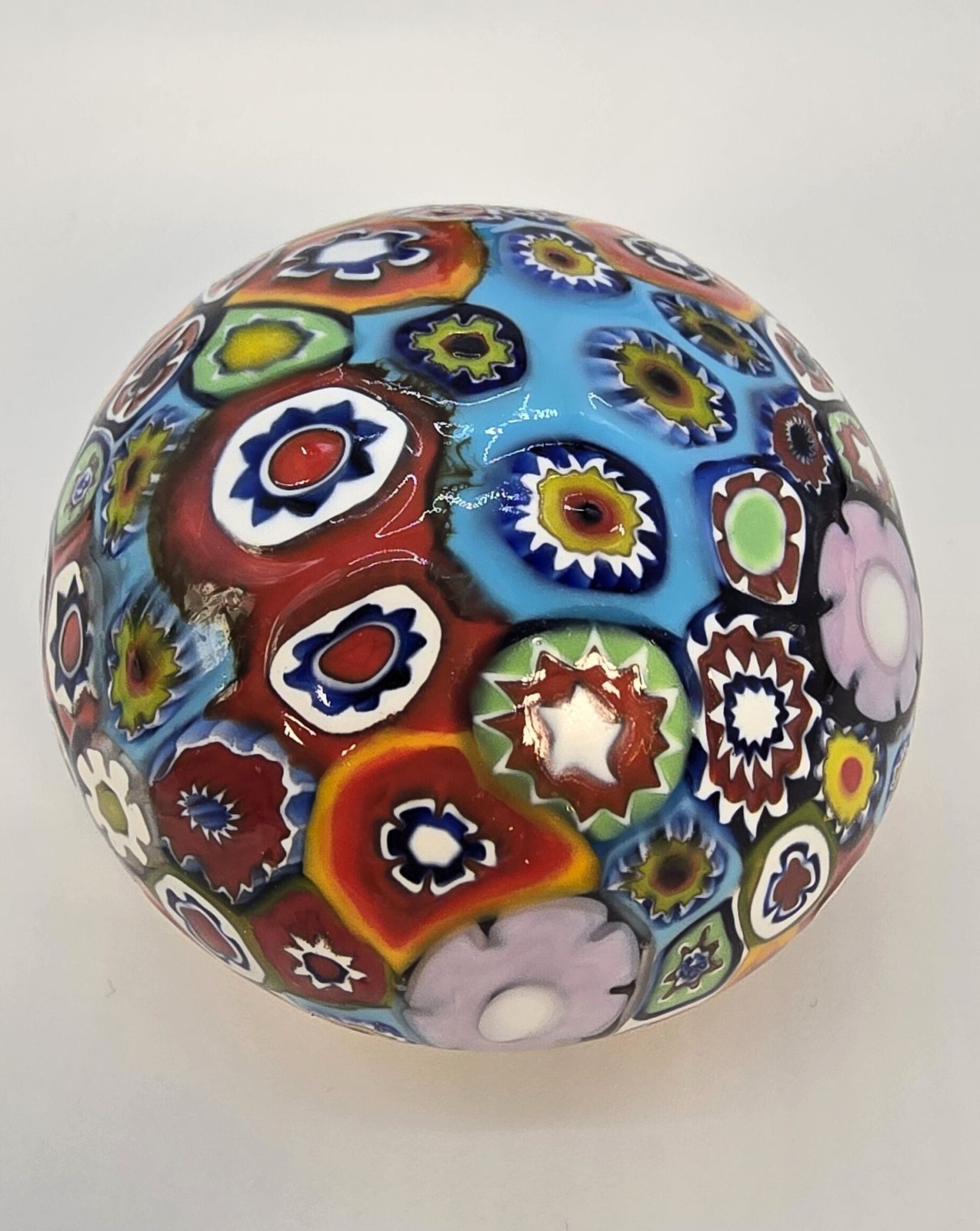 Millefiori Glass Paperweight, Italian Circa 1920 , Very Tactile Not Smooth. photo vinterior