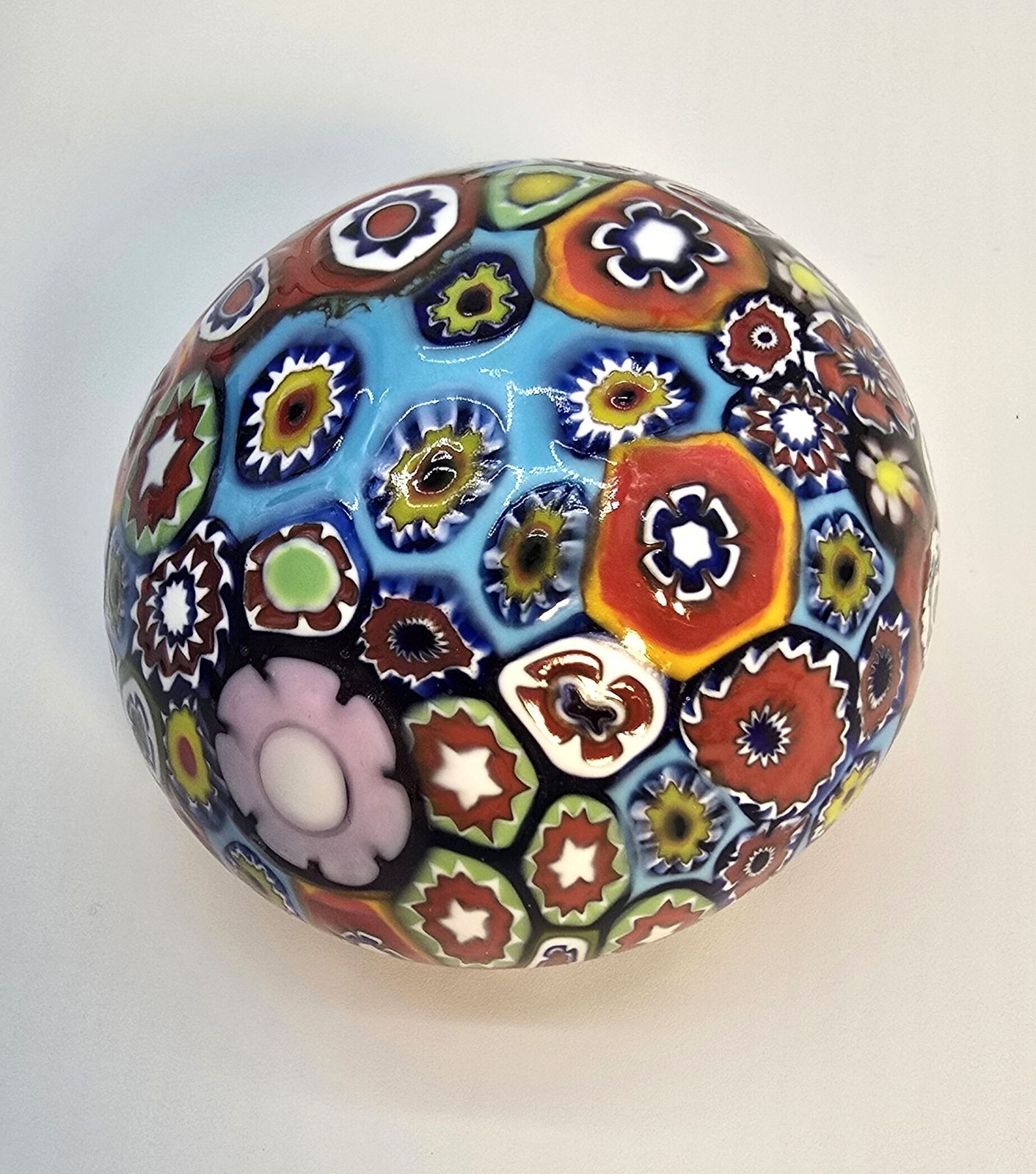 photo furniture Millefiori Glass Paperweight, Italian Circa 1920 , Very Tactile Not Smooth.