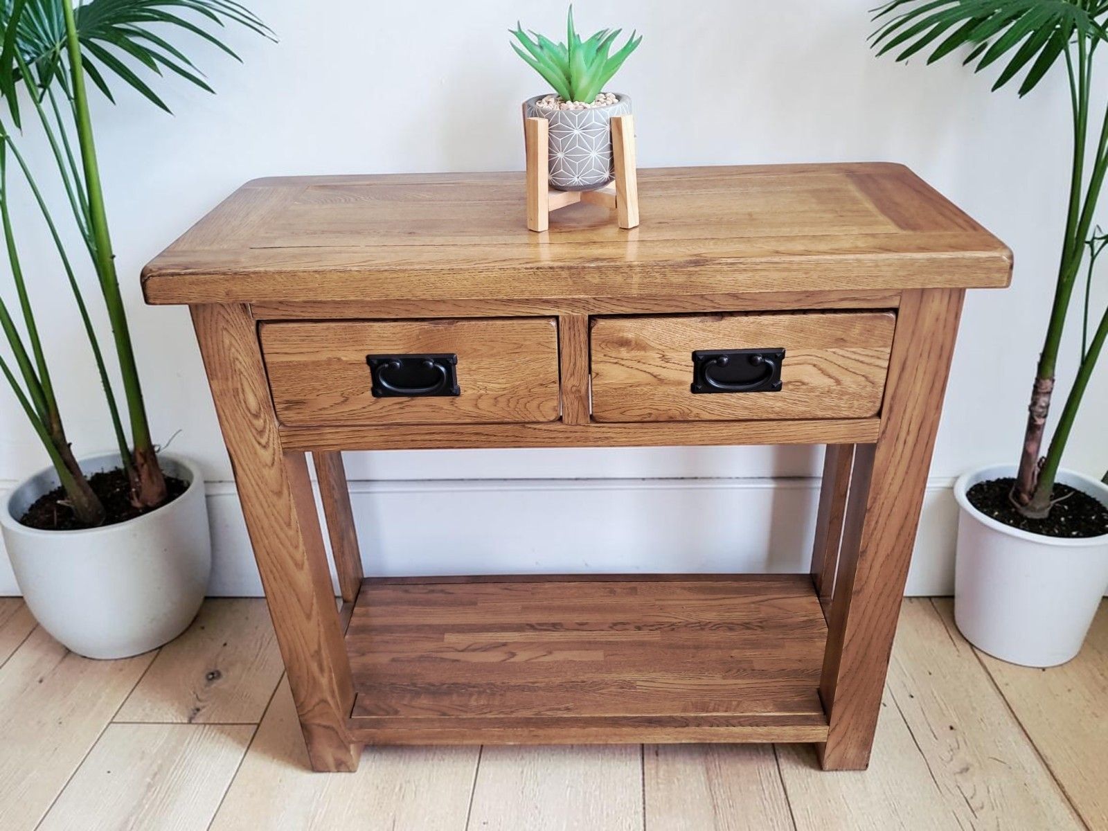 Vintage Country Oak Console Hall Table / Side Table Farmhouse Style 1980