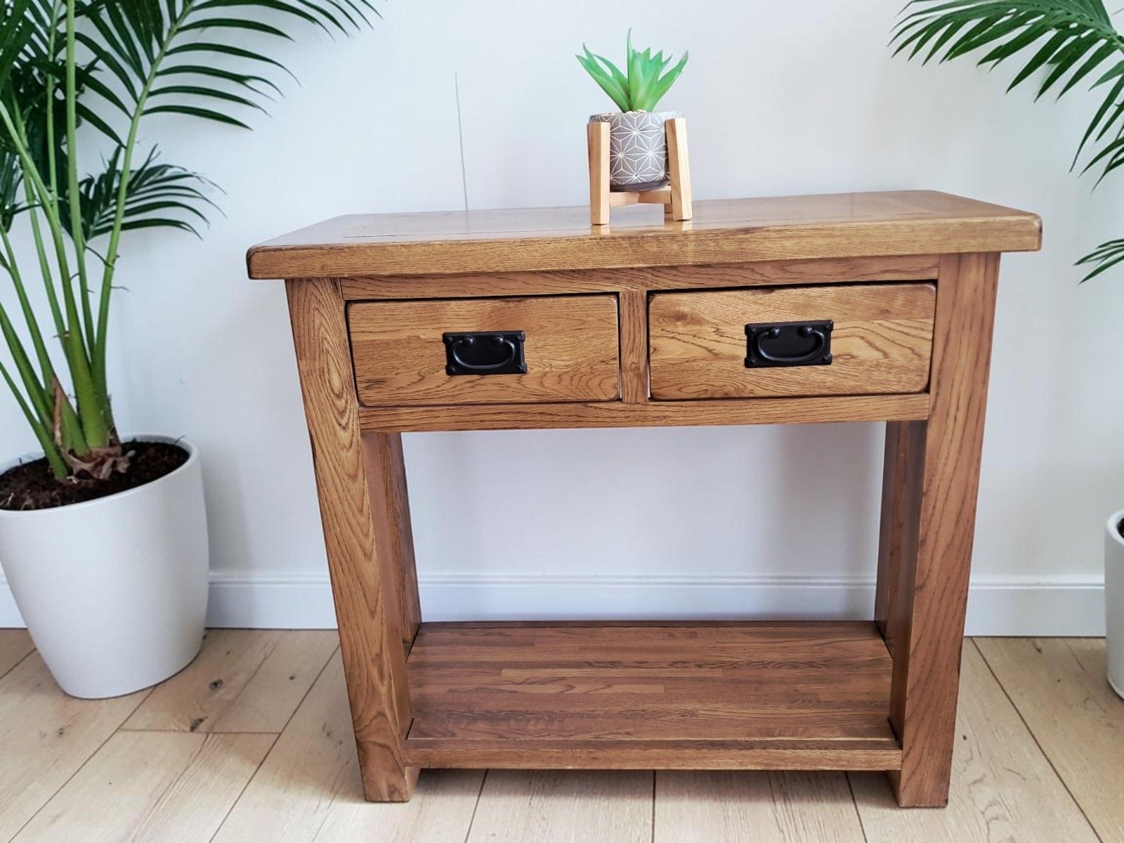 Vintage Country Oak Console Hall Table / Side Table Farmhouse Style 1980 photo for sale