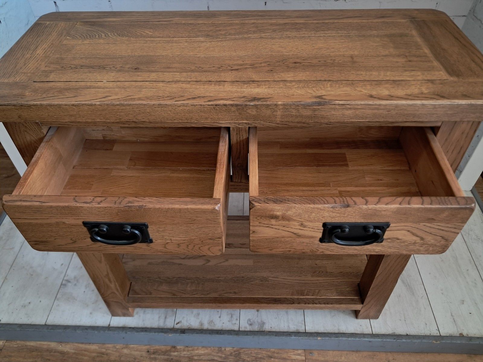 Vintage Country Oak Console Hall Table / Side Table Farmhouse Style 1980 photo vintage