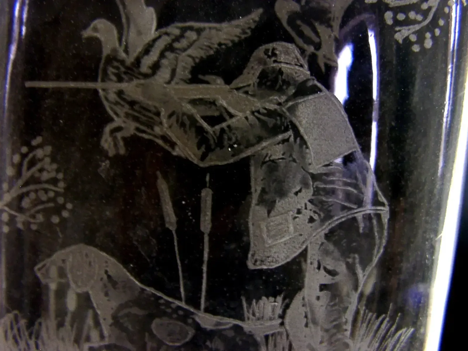 Flasque de chasse anglaise en argent massif sterling et verre gravé, Birmingham 2016, 234 g photo Décoration