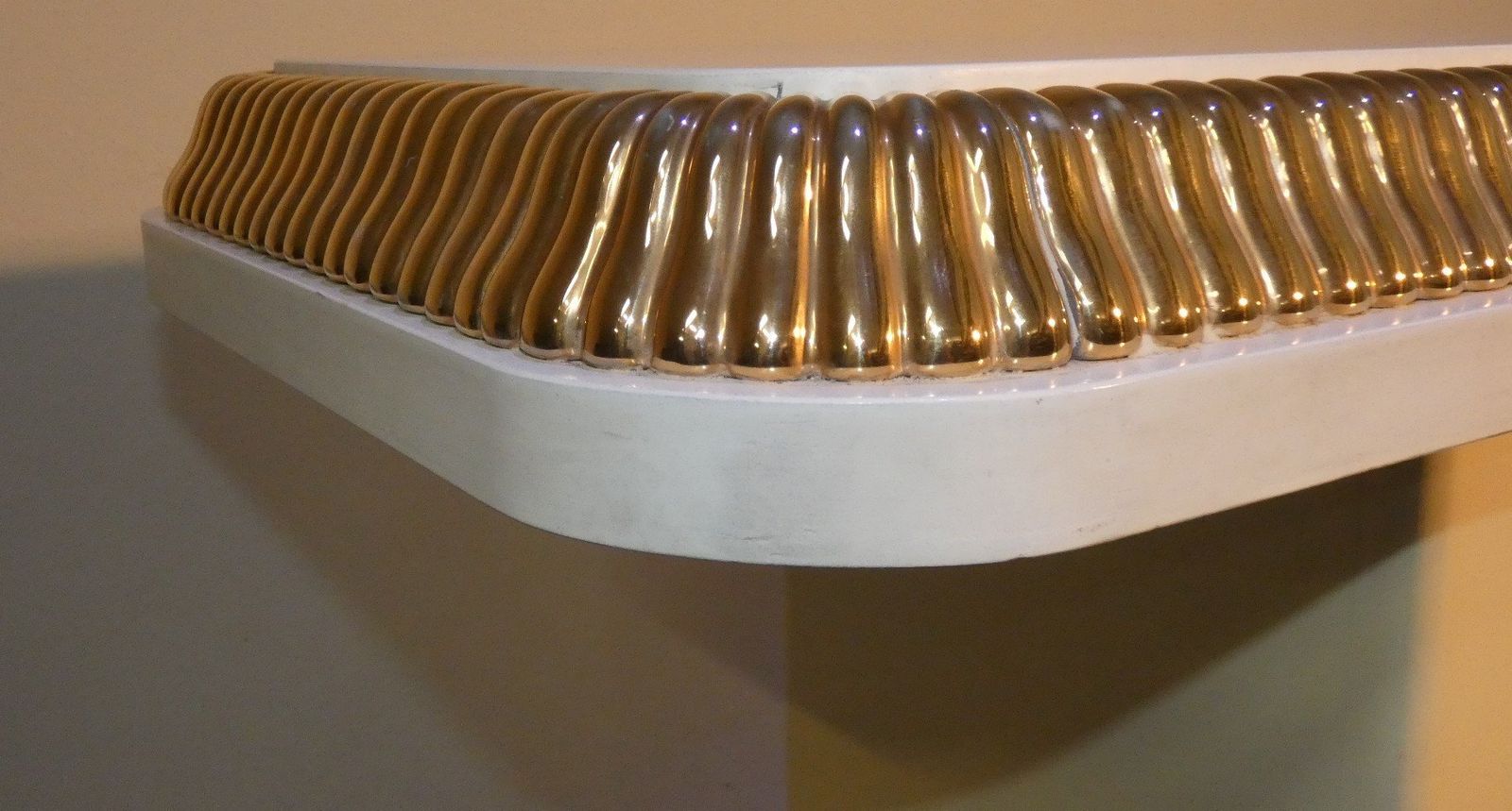 Regency Console Table With Ivory And Gold Lacquer Finish In The Style Of Alain Delon For Maison Jansen, France, 1970s photo vintage