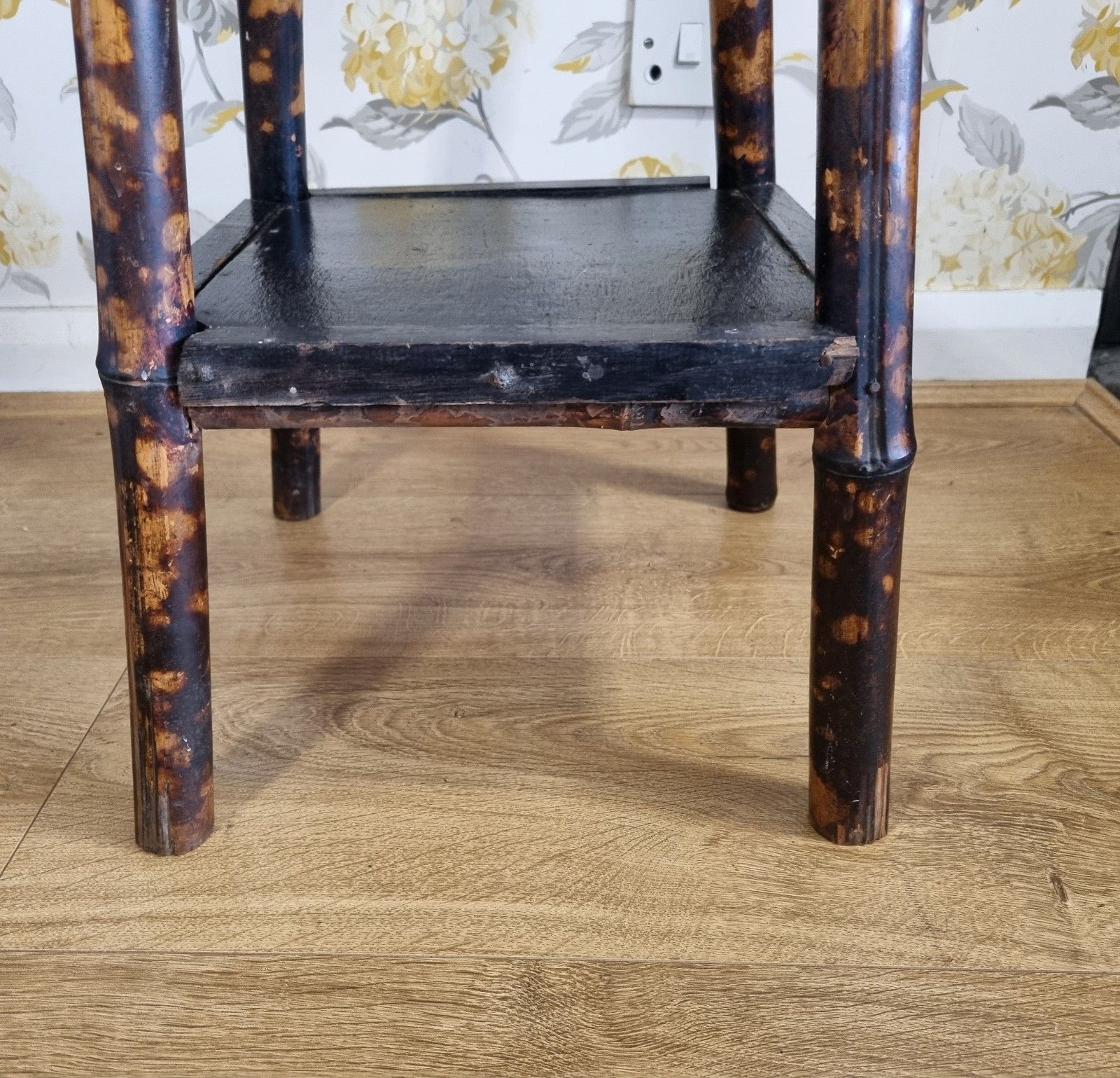 Early 20th Century Tiger Bamboo Side Table Two Tier Plant Stand Cm High photo vintage