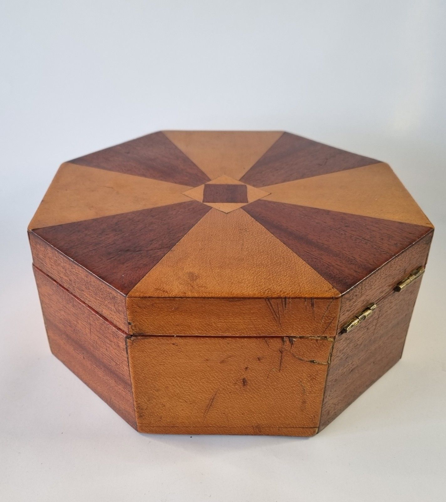 Eary 20th Century Wooden Inlaid Hexagonal Box Writing Jewellery Georgian Revival photo Home Decor