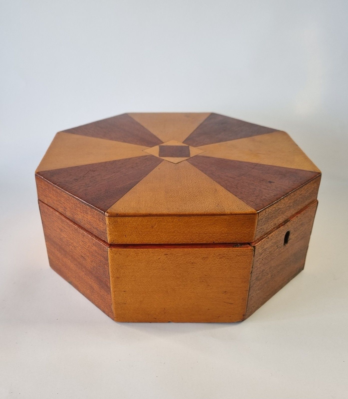 Eary 20th Century Wooden Inlaid Hexagonal Box Writing Jewellery Georgian Revival photo vinterior