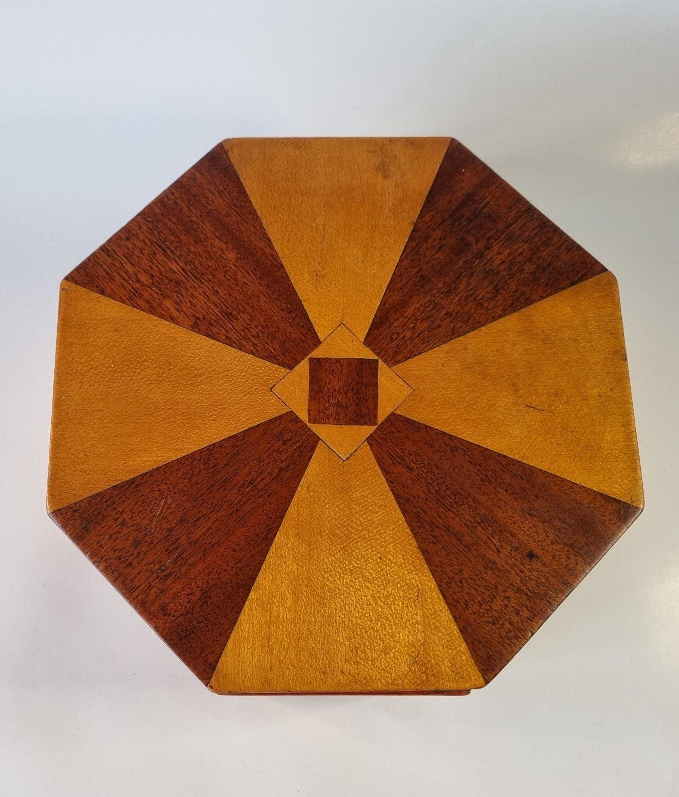 Eary 20th Century Wooden Inlaid Hexagonal Box Writing Jewellery Georgian Revival photo buy