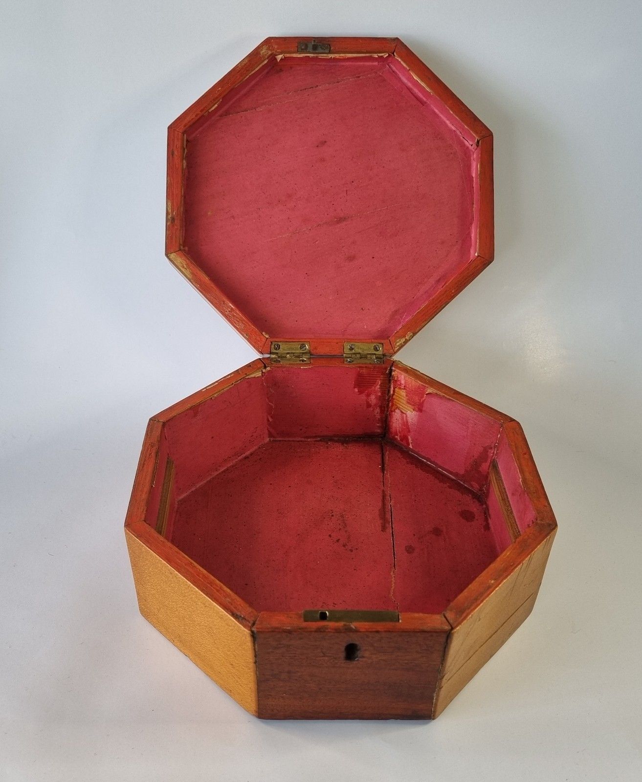 Eary 20th Century Wooden Inlaid Hexagonal Box Writing Jewellery Georgian Revival photo vintage