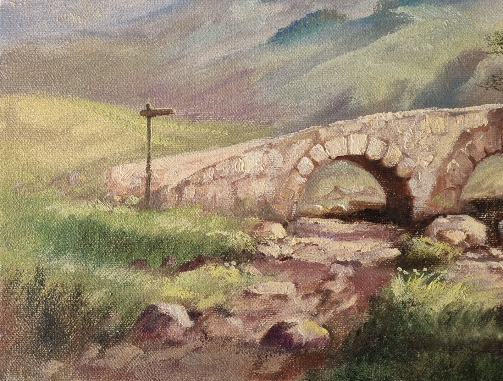 Vintage Devon “Dart Meet” Oil Painting On Canvas By Jack R Mould Dartmoor photo 100.0