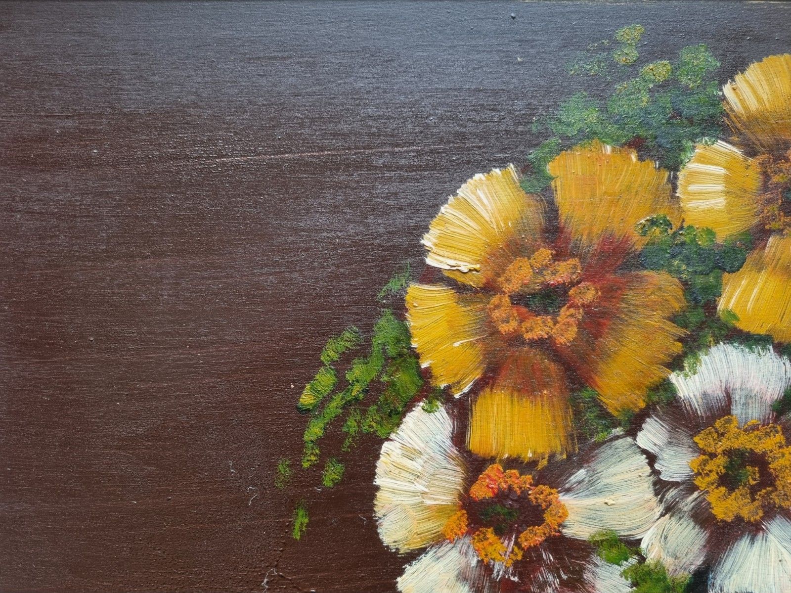 Framed Oil Painting On Board Still Life Vibrant Flowers In Vase photo vinterior