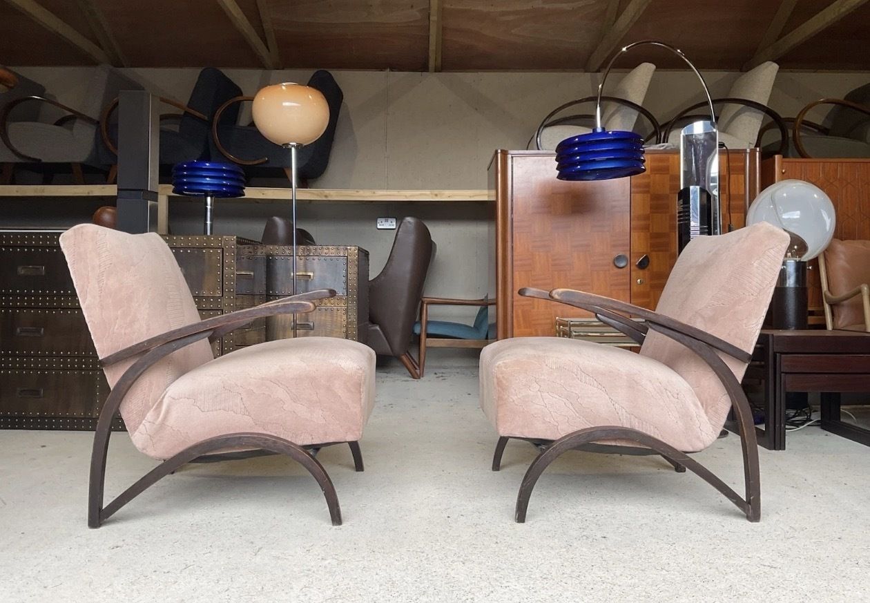 Set Of 2 Art Deco Armchairs By Jindrich Halabala Antique Vintage Design photo 2265.0