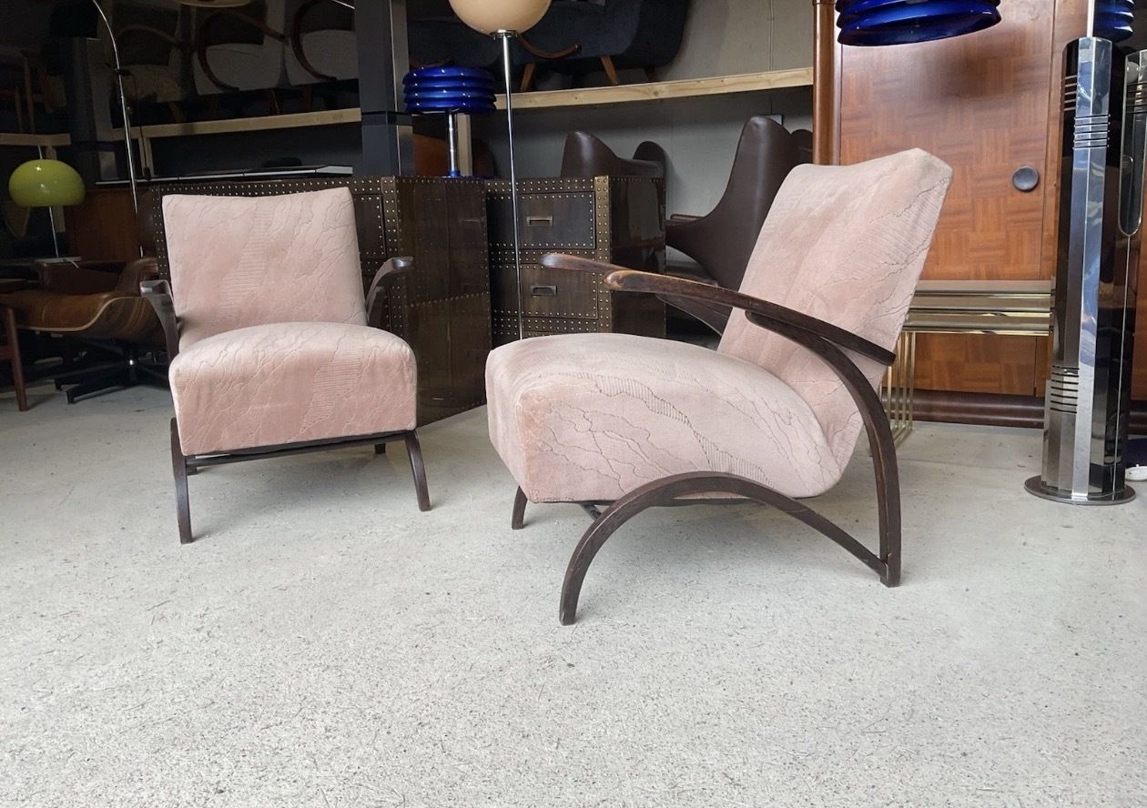 Set Of 2 Art Deco Armchairs By Jindrich Halabala Antique Vintage Design photo vinterior