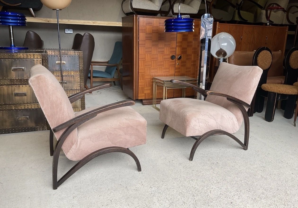 Set Of 2 Art Deco Armchairs By Jindrich Halabala Antique Vintage Design photo vintage