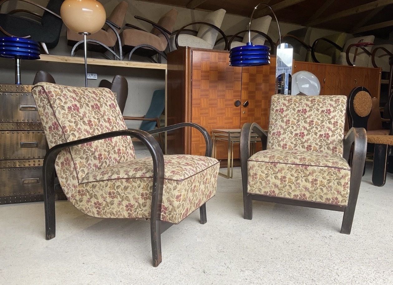 Set Of 2 Armchairs By Karel Kozelka & Antonín Kropáček For Praha Interier 50s photo buy