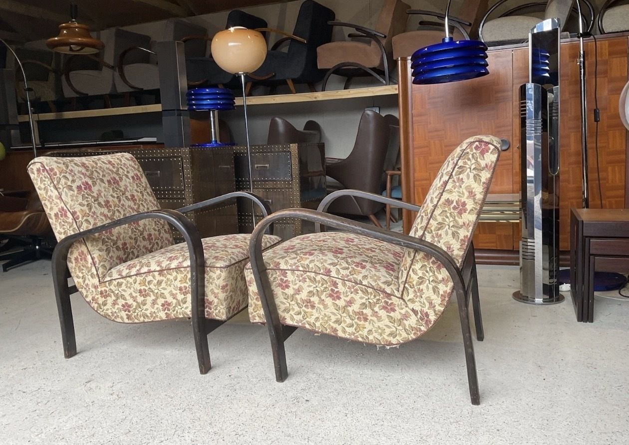Furniture Set Of 2 Armchairs By Karel Kozelka & Antonín Kropáček For Praha Interier 50s photo