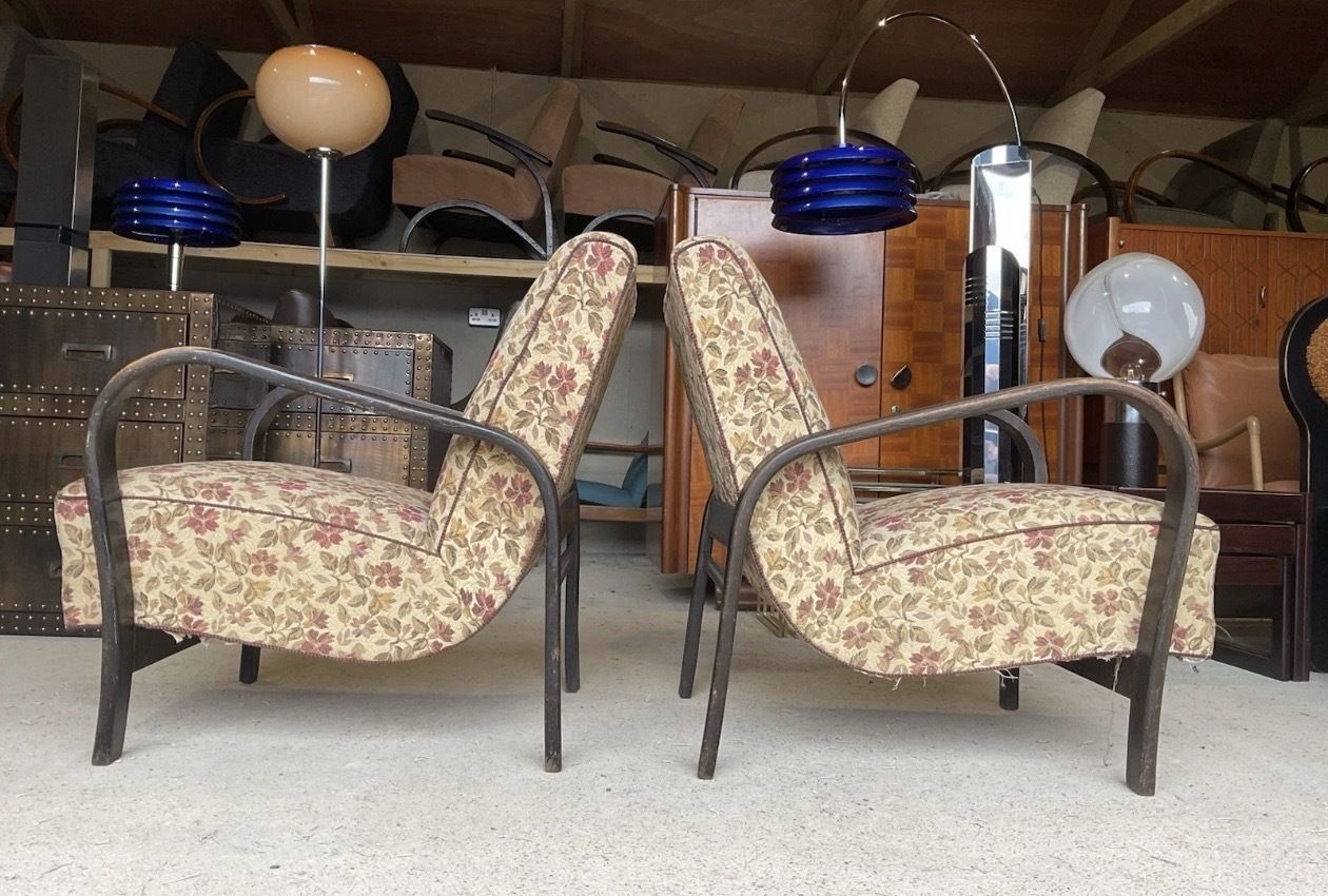 photo vintage Set Of 2 Armchairs By Karel Kozelka & Antonín Kropáček For Praha Interier 50s