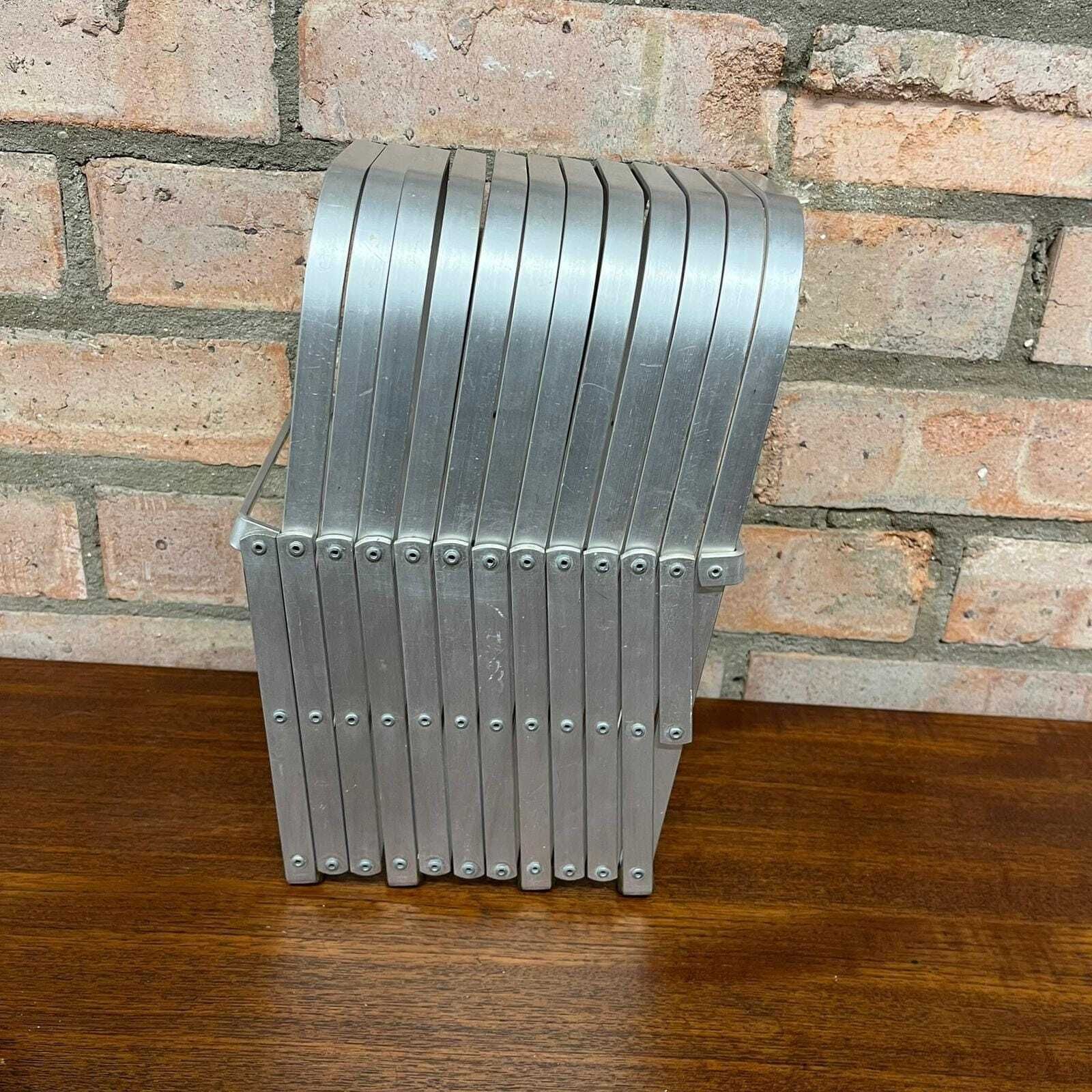 Rare Mid Century Aluminium Concertina Extendable Magazine Rack Book Holder 1960s photo buy