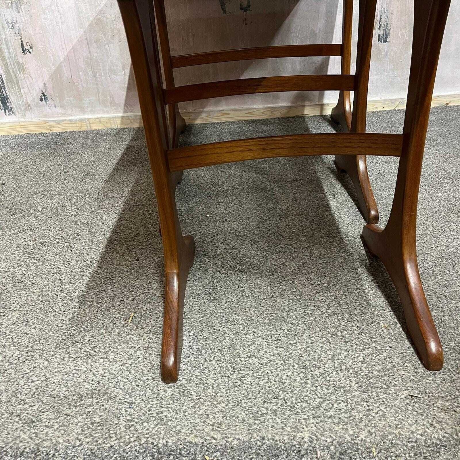 Mid Century Set Of 3 1960s/70s Teak Crossbanded Nest Of Tables Danish Style photo vinterior